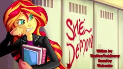 Size: 1280x720 | Tagged: safe, artist:jowybean, derpibooru import, edit, sunset shimmer, equestria girls, abuse, angry, book, bully, bullying, crying, female, hazing, she demon, shimmerbuse, upscaled, wardrobe, wrong aspect ratio
