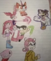 Size: 1080x1292 | Tagged: safe, artist:eddazzling81, derpibooru import, pinkie pie, equestria girls, angry, buttercup (powerpuff girls), crossover, crossover shipping, dr. mario, female, kirby, kirby (character), lego, lined paper, male, mario, mariopie, shipping, spinel (steven universe), steven universe, steven universe: the movie, straight, super mario bros., super smash bros., super smash bros. ultimate, the lego movie, the powerpuff girls, traditional art, unikitty