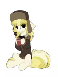 Size: 936x1224 | Tagged: safe, artist:little-sketches, derpibooru import, march gustysnows, earth pony, pony, clothes, coat, female, hat, mare, simple background, ushanka, white background