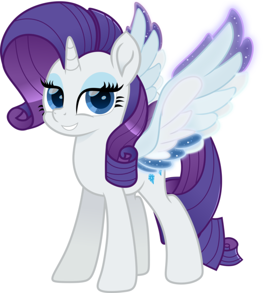 Size: 5000x5295 | Tagged: safe, artist:n0kkun, derpibooru import, rarity, alicorn, pony, unicorn, rainbow roadtrip, alicornified, colored wings, female, mare, multicolored wings, race swap, rainbow wings, raricorn, simple background, solo, transparent background, wings