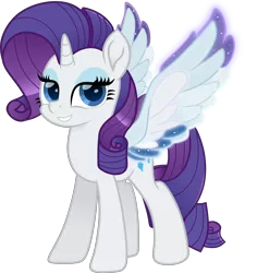 Size: 5000x5295 | Tagged: safe, artist:n0kkun, derpibooru import, rarity, alicorn, pony, unicorn, rainbow roadtrip, alicornified, colored wings, female, mare, multicolored wings, race swap, rainbow wings, raricorn, simple background, solo, transparent background, wings