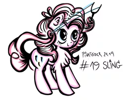 Size: 3859x3103 | Tagged: safe, artist:coco-drillo, derpibooru import, pinkie pie, earth pony, pony, inktober, pinktober, ponk, sling, solo, swirly mane