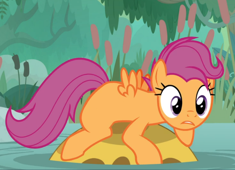Size: 960x693 | Tagged: safe, derpibooru import, screencap, scootaloo, bufogren, pegasus, pony, growing up is hard to do, cropped, older, older scootaloo, prone, solo, swamp