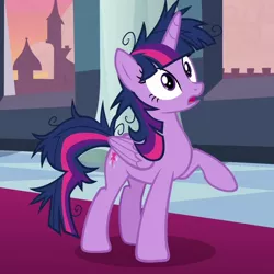 Size: 700x700 | Tagged: safe, derpibooru import, screencap, twilight sparkle, twilight sparkle (alicorn), alicorn, pony, the last problem, cropped, female, folded wings, mare, messy mane, one hoof raised, solo, twilight snapple, wings