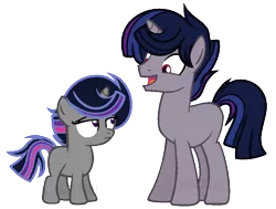 Size: 871x659 | Tagged: safe, artist:yourrdazzle, derpibooru import, oc, oc:crescent moon, oc:midnight shade, unofficial characters only, pony, unicorn, base used, female, filly, male, offspring, parent:king sombra, parent:twilight sparkle, parents:twibra, siblings, stallion