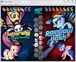 Size: 656x538 | Tagged: safe, derpibooru import, angel bunny, applejack, fluttershy, pinkie pie, rainbow dash, rarity, twilight sparkle, pony, rabbit, fighting is magic, animal, female, game, japanese, mare, microsoft, tribute edition, windows, windows 7