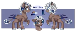 Size: 2253x972 | Tagged: safe, artist:shady-bush, derpibooru import, oc, pegasus, pony, male, reference sheet, solo, stallion, tongue out, two toned wings, wings