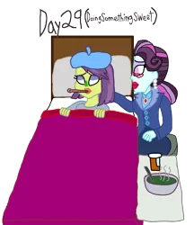 Size: 1500x1736 | Tagged: safe, artist:ktd1993, derpibooru import, principal abacus cinch, victoria, equestria girls, bed, cinchtoria, female, lesbian, on bed, shipping, sick