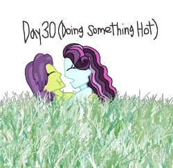 Size: 1500x1453 | Tagged: suggestive, artist:ktd1993, derpibooru import, principal abacus cinch, victoria, equestria girls, 30 day otp challenge, cinchtoria, female, implied sex, lesbian, shipping, tall grass