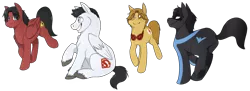 Size: 1357x495 | Tagged: safe, artist:the-chibster, derpibooru import, ponified, pony, kid flash, nightwing, red robin, superboy