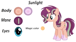 Size: 2668x1484 | Tagged: safe, artist:siriussentry, derpibooru import, oc, oc:sunlight, unofficial characters only, pony, unicorn, female, mare, next generation, offspring, parent:starlight glimmer, parent:sunburst, parents:starburst, reference sheet, simple background, smiling, solo, transparent background