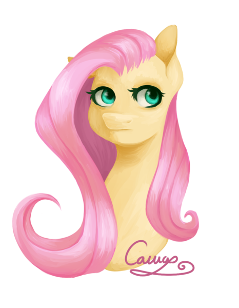 Size: 1118x1441 | Tagged: safe, artist:sugarponypie, derpibooru import, fluttershy, pony, bust, female, floppy ears, mare, simple background, solo, transparent background