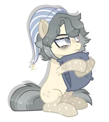 Size: 2389x2677 | Tagged: safe, artist:sugaryicecreammlp, derpibooru import, oc, oc:hiroki, earth pony, pony, female, hat, mare, nightcap, pillow, simple background, solo, transparent background