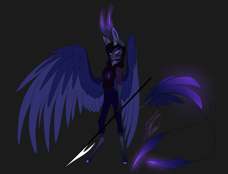 Size: 3060x2336 | Tagged: anthro, artist:crystalcontemplator, derpibooru import, hazbin hotel, hazbin hotel oc, horns, oc, safe, solo, wings