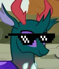 Size: 207x243 | Tagged: changedling, changeling, cropped, deal with it, derpibooru import, edit, edited screencap, mlg, mlg glasses, pharynx, prince pharynx, safe, screencap, solo, to change a changeling