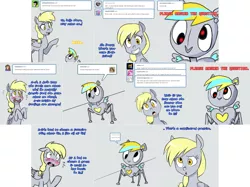 Size: 3006x2254 | Tagged: safe, artist:jitterbugjive, derpibooru import, derpy hooves, pony, robot, lovestruck derpy, ask, blushing, derp-i, solo, tumblr