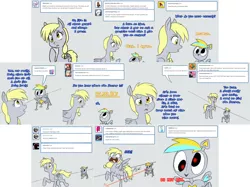 Size: 3006x2254 | Tagged: safe, artist:jitterbugjive, derpibooru import, derpy hooves, pony, robot, lovestruck derpy, ask, blushing, derp-i, laser, solo, tumblr