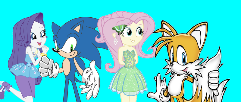 Size: 2794x1190 | Tagged: safe, artist:sonicsuperstar1991, derpibooru import, fluttershy, rarity, equestria girls, 1000 hours in ms paint, clothes, crossover, crossover shipping, cute, dress, female, fluttertails, male, miles "tails" prower, rarisonic, shipping, sonic the hedgehog, sonic the hedgehog (series), straight