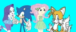 Size: 2794x1190 | Tagged: safe, artist:sonicsuperstar1991, derpibooru import, fluttershy, rarity, equestria girls, 1000 hours in ms paint, clothes, crossover, crossover shipping, cute, dress, female, fluttertails, male, miles "tails" prower, rarisonic, shipping, sonic the hedgehog, sonic the hedgehog (series), straight