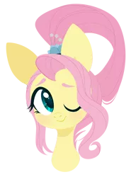 Size: 3000x4063 | Tagged: safe, artist:belka-sempai, derpibooru import, fluttershy, pegasus, pony, the last problem, alternate hairstyle, bust, cute, female, looking at you, mare, older, older fluttershy, one eye closed, portrait, shyabetes, simple background, smiling, solo, transparent background, wink