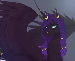 Size: 1280x1040 | Tagged: safe, artist:dementra369, derpibooru import, oc, oc:cognitio dissonantia, unofficial characters only, alicorn, pony, alicorn oc, braid, female, horn, mare, smiling, solo, spread wings, wings