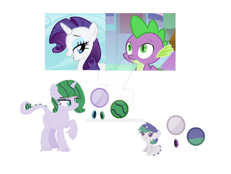 Size: 1024x770 | Tagged: safe, artist:rainbowdash1847, derpibooru import, rarity, spike, oc, oc:gemstone, oc:ruby, dracony, dragon, hybrid, pony, baby, base used, deviantart watermark, female, interspecies offspring, male, obtrusive watermark, offspring, parent:rarity, parent:spike, parents:sparity, shipping, simple background, sparity, straight, watermark