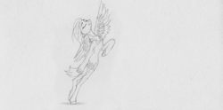 Size: 2000x995 | Tagged: safe, artist:joestick, derpibooru import, oc, unofficial characters only, pegasus, pony, animated, dancing, female, frame by frame, gif, mare, monochrome, solo, traditional animation