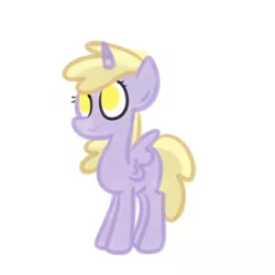 Size: 500x500 | Tagged: safe, artist:wisheslotus, derpibooru import, dinky hooves, alicorn, pony, alicornified, dinkycorn, female, filly, race swap, simple background, solo, white background, wide eyes