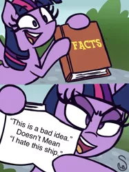 Size: 804x1077 | Tagged: safe, artist:quarium edits, derpibooru import, edit, twilight sparkle, twilight sparkle (alicorn), alicorn, pony, 2 panel comic, book, comic, ed edd n eddy, exploitable meme, facts, female, image macro, meme, twilight's fact book