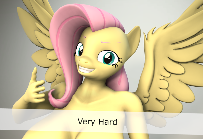 Size: 1572x1080 | Tagged: suggestive, artist:dongly12, derpibooru import, fluttershy, anthro, bat pony, pegasus, 3d, big breasts, breasts, busty fluttershy, colored eyebrows, female, flutterbat, gradient background, grin, huge breasts, looking at you, mare, meme, race swap, revamped anthros, revamped ponies, shitposting, smiling, solo, solo female, source filmmaker, text, thumbs up, very hard, wings