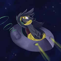 Size: 2232x2232 | Tagged: safe, artist:anotherdeadrat, derpibooru import, derpy hooves, pony, solo, space, space helmet, spaceship