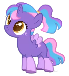 Size: 1000x1100 | Tagged: safe, artist:tears2shed, derpibooru import, oc, oc:violet glow, unofficial characters only, alicorn, pony, alicorn oc, female, filly, horn, ponytail, simple background, solo, transparent background, wings