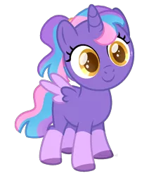 Size: 1100x1300 | Tagged: safe, artist:tears2shed, derpibooru import, oc, oc:violet glow, unofficial characters only, alicorn, pony, alicorn oc, female, filly, horn, ponytail, simple background, solo, transparent background, wings