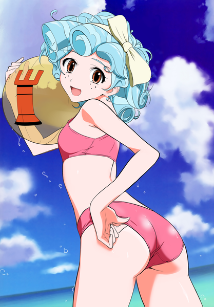 Size: 2070x2980 | Tagged: 4chan, anime, artist:anonymous, ass, base used, beach, breasts, butt, clothes, cozybetes, cozy glow, cozy glutes, cute, derpibooru import, drawthread, human, humanized, looking at you, /mlp/, older, older cozy glow, small breasts, solo, suggestive, swimsuit