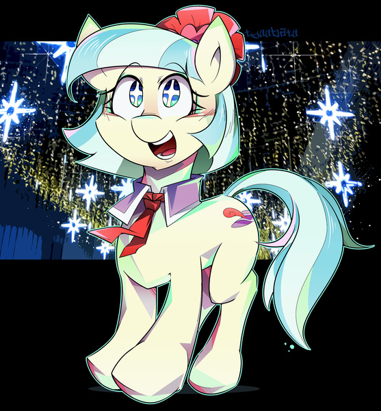 Size: 1600x1722 | Tagged: safe, artist:tyuubatu, derpibooru import, coco pommel, pony, looking at each other, open mouth, solo, stars