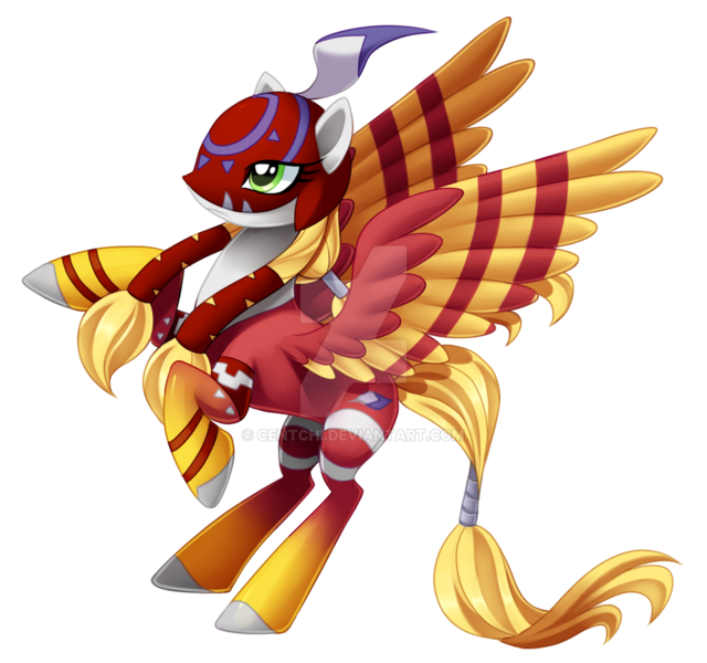 Size: 1024x960 | Tagged: safe, artist:centchi, derpibooru import, ponified, pony, digimon, garudamon