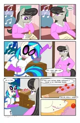 Size: 1867x2885 | Tagged: anthro, artist:necrofeline, breasts, butt expansion, comic, comic:the booty trap 2, derpibooru import, female, growth, octavia melody, safe, series:the booty trap, vinyl scratch
