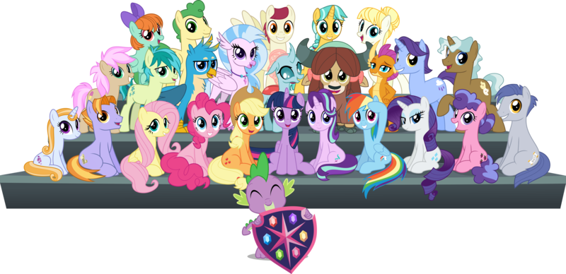 Size: 4905x2380 | Tagged: safe, artist:jhayarr23, derpibooru import, applejack, auburn vision, berry blend, berry bliss, citrine spark, clever musings, fire quacker, fluttershy, gallus, huckleberry, november rain, ocellus, peppermint goldylinks, pinkie pie, rainbow dash, rarity, sandbar, silverstream, slate sentiments, smolder, spike, starlight glimmer, strawberry scoop, sugar maple, summer breeze, summer meadow, twilight sparkle, twilight sparkle (alicorn), yona, alicorn, changedling, changeling, classical hippogriff, dragon, gryphon, hippogriff, pegasus, pony, unicorn, yak, school daze, background pony, berry harvest, calligraphy, dragoness, female, flora petunia, friendship always wins, friendship student, ice treat, jewelry, male, mane seven, mane six, mangosteens, mare, necklace, rainstorm cloud, school of friendship, simple background, stallion, student six, transparent background, vector