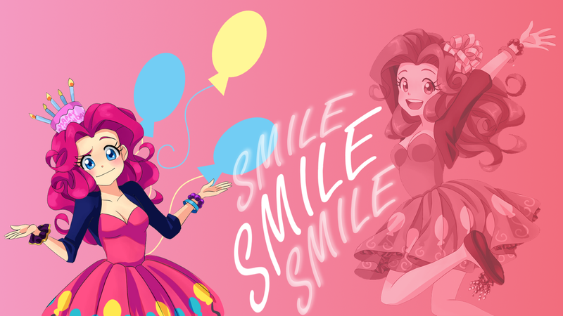 Size: 1600x900 | Tagged: artist needed, artist:nicolasnsane, cutie mark background, derpibooru import, edit, female, human, humanized, pinkie pie, safe, solo, vector, wallpaper, wallpaper edit