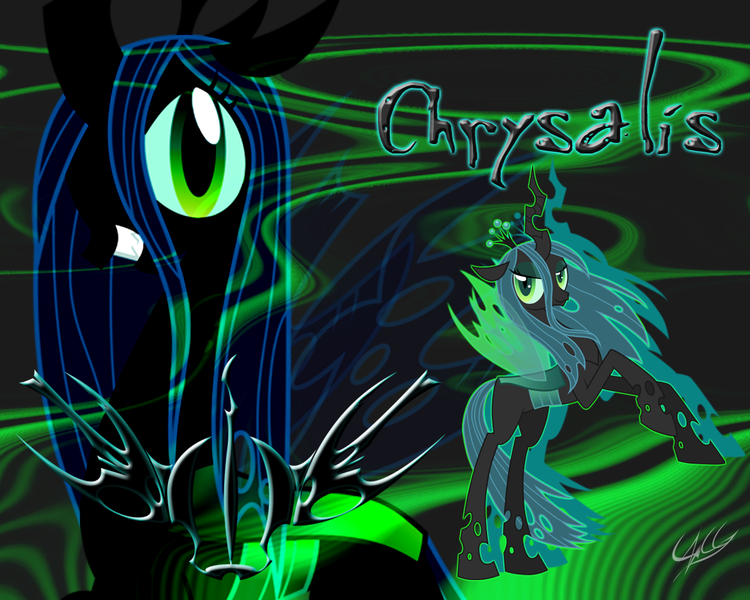 Size: 1280x1024 | Tagged: artist:jennieoo, artist:ponychaos13, changeling, changeling queen, derpibooru import, female, queen chrysalis, safe, vector, wallpaper