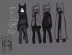 Size: 1741x1342 | Tagged: suggestive, artist:tenenbris, derpibooru import, oc, oc:spectre six, unofficial characters only, earth pony, semi-anthro, bodysuit, clothes, cropped hoodie, hoodie, rapist, reference sheet