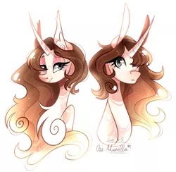 Size: 1085x1059 | Tagged: safe, artist:manella-art, derpibooru import, oc, oc:manella, pony, unicorn, alternate design, bust, chest fluff, female, hair over one eye, simple background, white background