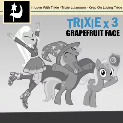 Size: 1500x1500 | Tagged: safe, artist:grapefruitface1, derpibooru import, trixie, ponified, pony, equestria girls, album cover, genesis, grapefruit face, jumping