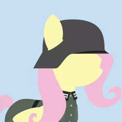 Size: 1000x1000 | Tagged: safe, artist:facelesssoles, derpibooru import, fluttershy, pegasus, pony, best pony, blue background, clothes, female, germany, lineless, mare, military, minimalist, modern art, parody, profile picture, simple background, solo, stahlhelm, uniform, wehrmacht, wings, world war ii