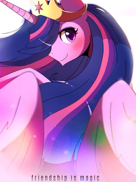 Size: 768x1024 | Tagged: safe, artist:erufi, derpibooru import, princess twilight 2.0, twilight sparkle, twilight sparkle (alicorn), alicorn, pony, the last problem, blushing, crown, cute, female, jewelry, mare, older, older twilight, profile, regalia, solo, twiabetes