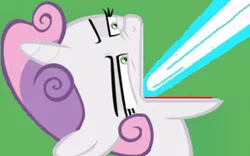 Size: 305x190 | Tagged: safe, derpibooru import, sweetie belle, pony, unicorn, female, filly, head tilt, lazer beam, open mouth, shoop da whoop, solo