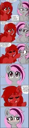 Size: 648x2841 | Tagged: safe, artist:freefraq, derpibooru import, oc, oc:cherry slime, oc:lilac san, unofficial characters only, bat pony, goo, goo pony, original species, comic, cute, heterochromia, red eyes