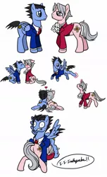 Size: 697x1146 | Tagged: safe, artist:humanoid-magpie, derpibooru import, ponified, pony, ace attorney, anime, blushing, gay, kissing, male, miles edgeworth, phoenix wright, shipping