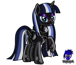 Size: 2512x2160 | Tagged: safe, artist:damlanil, derpibooru import, twilight sparkle, twilight sparkle (alicorn), oc, oc:coldlight bluestar, alicorn, latex pony, original species, pony, clothes, collar, cosplay, costume, cute, female, hypnosis, kinky, latex, living clothes, living latex, living suit, makeup, mare, possession, scarf, shiny, symbiote, transformation