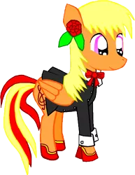 Size: 744x964 | Tagged: safe, artist:avchonline, derpibooru import, oc, oc:sean, unofficial characters only, pegasus, pony, clothes, flower, flower in hair, hoof shoes, male, pegasus oc, simple background, solo, stallion, suit, transparent background, wings